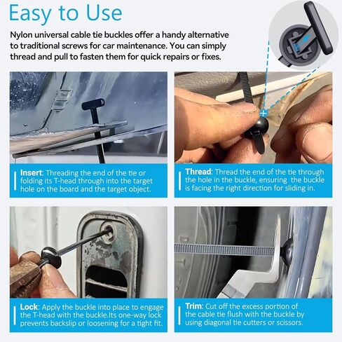 روابط سحاب مطورة (بدلاً من البراغي)، مثبتات بلاستيكية للسيارات، مشبك ربط كابل عالمي من النايلون، برشام ربط بسحاب، مشابك نايلون ملائمة، مشابك بطانة رفرف ذاتية القفل. حجم فتحة متكيف (50) in Kuwait