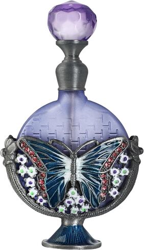 YU FENG Vintage Perfume Bottles Empty Decorative Jeweled Butterfly Flowers Fancy Crystal Glass Perfume Bottle Refillable(7ml) in Kuwait