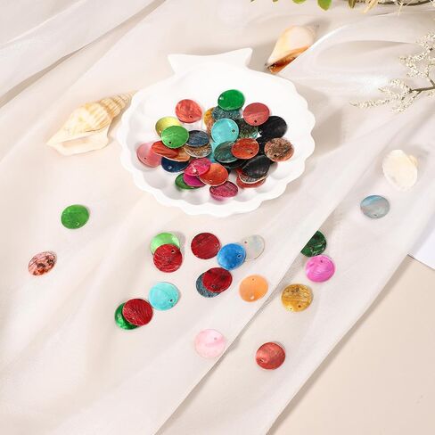 uxcell 65Pcs Capiz Shells, 1.5cm/0.6" Round Black Shells with a Hole for Seashell Wind Chimes Curtain Shell Garland DIY Jewelry Craft Wedding Home Decoration, Black in Saudi Arabia