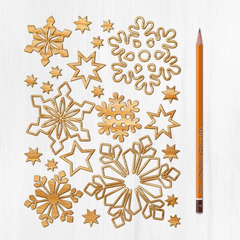 Ajoure Fine Lasercut Embelishments # Giant Snowflakes and Stars Vintage Veneer Wooden Plywood Silhouette for Craft in Saudi Arabia