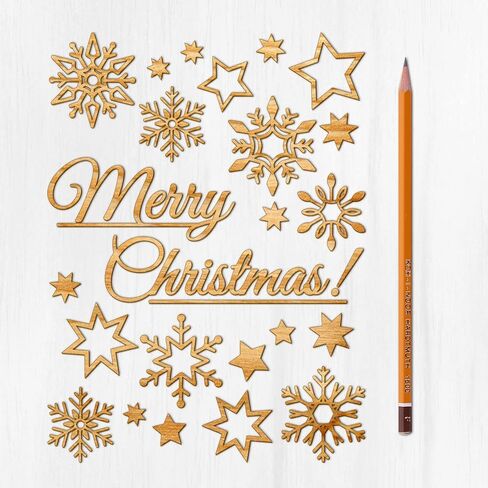 Ajoure Fine Lasercut Embelishments # Giant Snowflakes and Stars Vintage Veneer Wooden Plywood Silhouette for Craft in Saudi Arabia