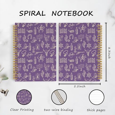 Western Spiral Notebook Journal, Western Cowboy Neutral Notebooks for Note Taking, Cowboy Gifts for Men, Neutral Hardcover Spiral Journal 5.5x8.3 Inches in Saudi Arabia