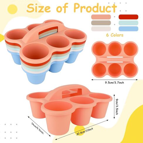 6 Pack Classroom Caddy with Handle 6 Compartments Table Caddies for Classroom Plastic Drink Cup Caddy Holder Portable Storage Caddies for Art School Office Organization in Kuwait