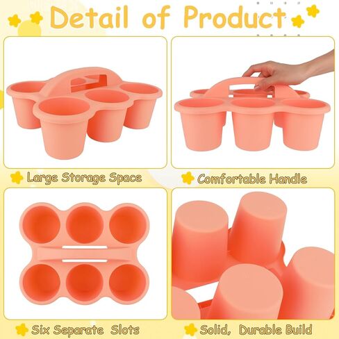 6 Pack Classroom Caddy with Handle 6 Compartments Table Caddies for Classroom Plastic Drink Cup Caddy Holder Portable Storage Caddies for Art School Office Organization in Kuwait