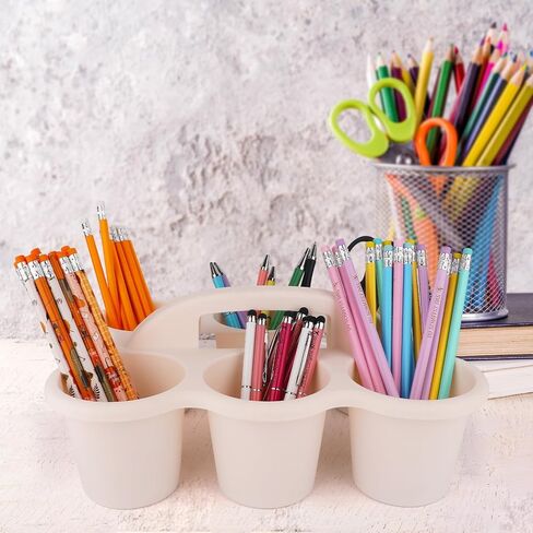 6 Pack Classroom Caddy with Handle 6 Compartments Table Caddies for Classroom Plastic Drink Cup Caddy Holder Portable Storage Caddies for Art School Office Organization in Kuwait