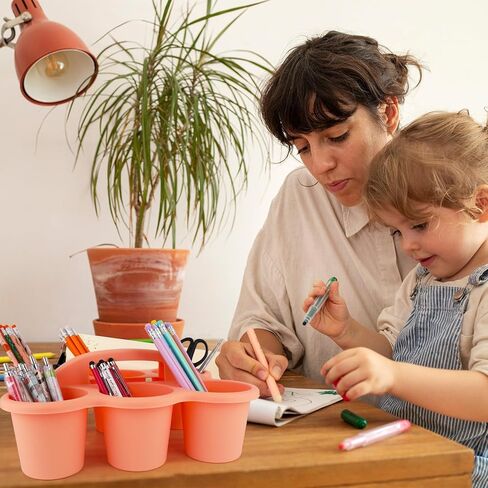 6 Pack Classroom Caddy with Handle 6 Compartments Table Caddies for Classroom Plastic Drink Cup Caddy Holder Portable Storage Caddies for Art School Office Organization in Kuwait