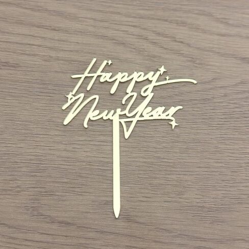 غلاف كعكة Happy New Year، أكريليك ذهبي عاكس، نص احتفالي مع لمسات نجوم in Saudi Arabia