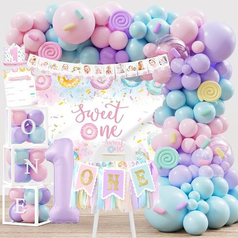 1st Birthday Decorations for Girl, 145pcs Sweet One Birthday Party Decorations Supplies, Donut 1st Birthday- Decoration Girl, Ice Cream Candy First Bday in Saudi Arabia