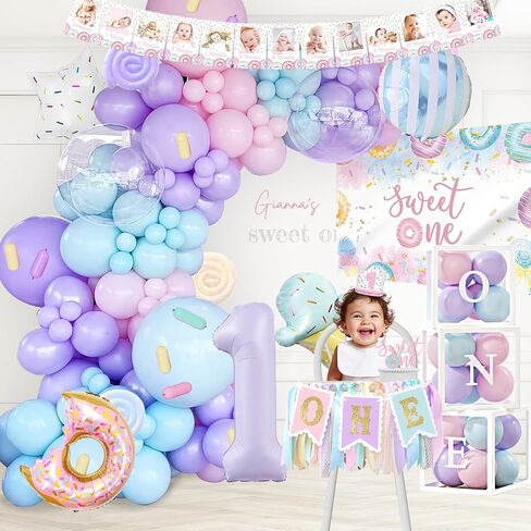 1st Birthday Decorations for Girl, 145pcs Sweet One Birthday Party Decorations Supplies, Donut 1st Birthday- Decoration Girl, Ice Cream Candy First Bday in Saudi Arabia