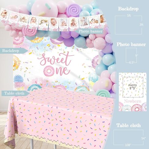 1st Birthday Decorations for Girl, 145pcs Sweet One Birthday Party Decorations Supplies, Donut 1st Birthday- Decoration Girl, Ice Cream Candy First Bday in Saudi Arabia