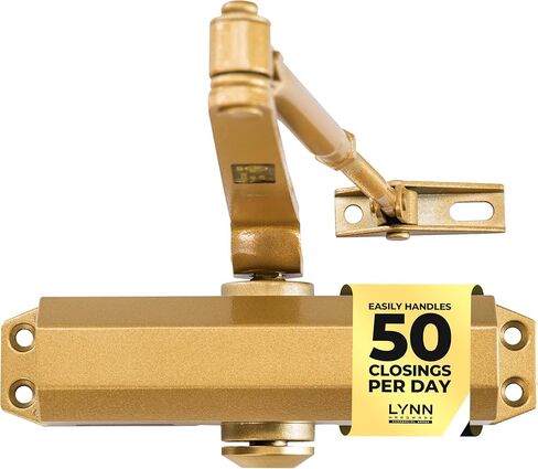 LYNN HARDWARE باب سكني/تجاري خفيف خفيف/متوسط ​​التحمل - DC5003 مثبت على السطح، باب ألومنيوم أقرب، إغلاق قابل للتعديل، درجة 2 وUL 3 ساعات مقاومة للحريق - US4 نحاس ساتان/ذهبي in Saudi Arabia