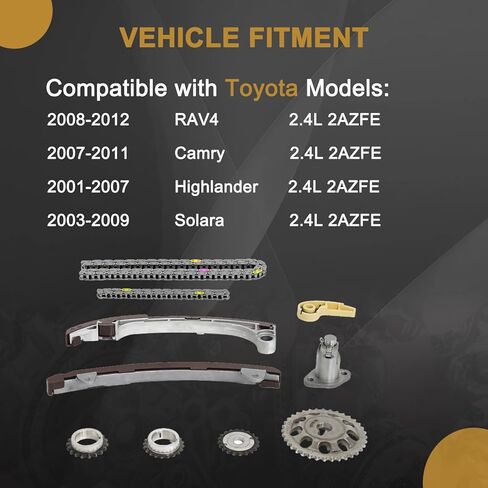 10 قطعة مجموعة أدوات سلسلة التوقيت استبدال سلسلة التوقيت مجموعة لتويوتا 2008-2012 RAV4 2007-2011 كامري 2001-2007 هايلاندر 2003-2009 سولارا 2.4L 2AZFE in Kuwait
