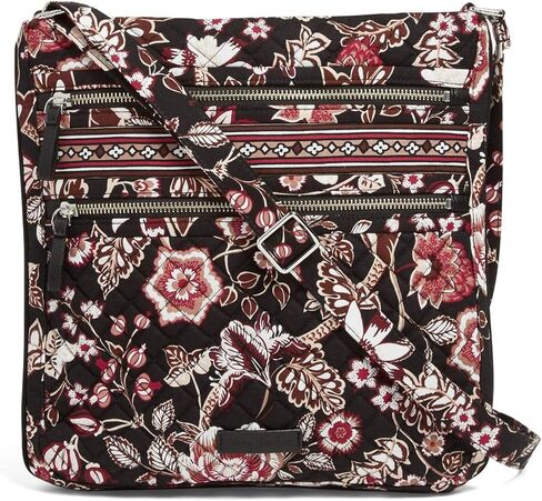Vera Bradley Cotton Collegiate Triple Zip Hipster Crossbody Purse (Multiple Teams Available), Maroon/White Rain Garden with Florida State University in Kuwait