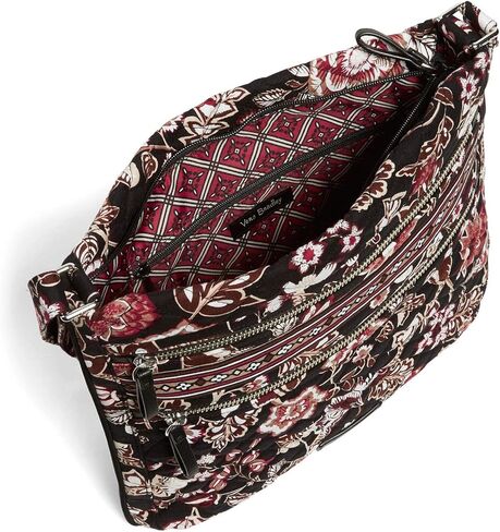 Vera Bradley Cotton Collegiate Triple Zip Hipster Crossbody Purse (Multiple Teams Available), Maroon/White Rain Garden with Florida State University in Kuwait