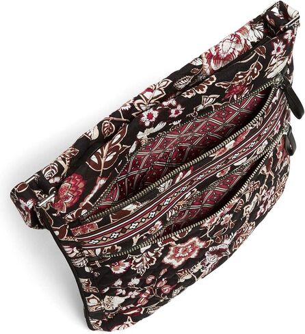 Vera Bradley Cotton Collegiate Triple Zip Hipster Crossbody Purse (Multiple Teams Available), Maroon/White Rain Garden with Florida State University in Kuwait