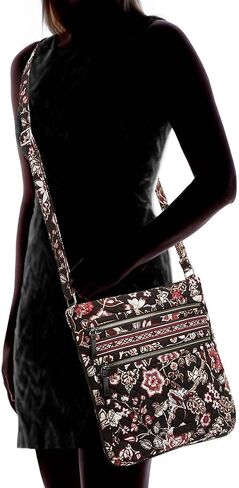 Vera Bradley Cotton Collegiate Triple Zip Hipster Crossbody Purse (Multiple Teams Available), Maroon/White Rain Garden with Florida State University in Kuwait
