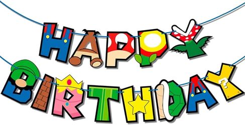 لافتة عيد ميلاد لألعاب الفيديو، لافتة حفلة عيد ميلاد سعيد للفتيات والأولاد وحفلات استحمام الطفل، لافتات حروف معلقة، موضوع ألعاب رائع، لوازم تزيين خلفية جدارية للغرفة in Saudi Arabia