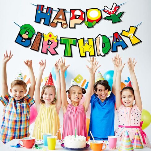 لافتة عيد ميلاد لألعاب الفيديو، لافتة حفلة عيد ميلاد سعيد للفتيات والأولاد وحفلات استحمام الطفل، لافتات حروف معلقة، موضوع ألعاب رائع، لوازم تزيين خلفية جدارية للغرفة in Saudi Arabia