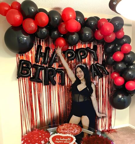Black and Red White Balloons 50 Pack 12 Inch Latex Balloons with Confetti for Halloween Christmas Birthday Wedding New Year's Eve Valentine's Day Mother's Day Graduation Casino Party Decorations in Saudi Arabia