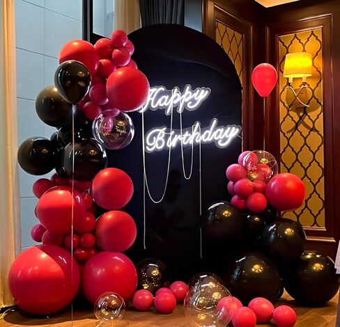 Black and Red White Balloons 50 Pack 12 Inch Latex Balloons with Confetti for Halloween Christmas Birthday Wedding New Year's Eve Valentine's Day Mother's Day Graduation Casino Party Decorations in Saudi Arabia