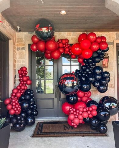 Black and Red White Balloons 50 Pack 12 Inch Latex Balloons with Confetti for Halloween Christmas Birthday Wedding New Year's Eve Valentine's Day Mother's Day Graduation Casino Party Decorations in Saudi Arabia