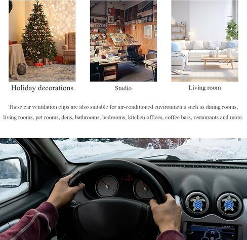 2PCS Sea Turtles Car Decor, Cute Beach Themed Aroma Diffuser Bling Auto Air Vent Clip, Sparkly Rhinestone Tortoise Crystal Air Conditioning Outlet Charm for Most Vehicles (Blue) in Saudi Arabia
