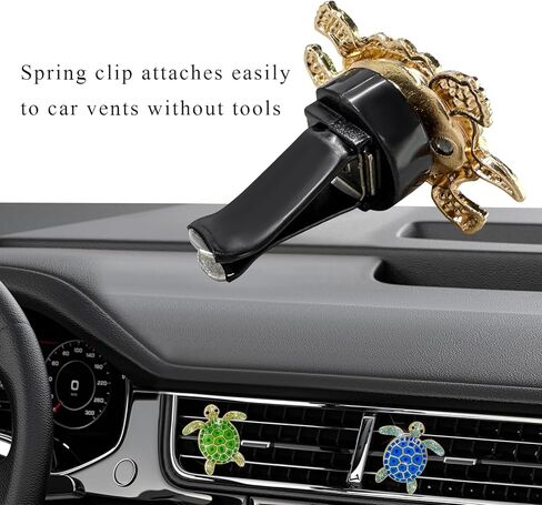 2PCS Sea Turtles Car Decor, Cute Beach Themed Aroma Diffuser Bling Auto Air Vent Clip, Sparkly Rhinestone Tortoise Crystal Air Conditioning Outlet Charm for Most Vehicles (Blue) in Saudi Arabia
