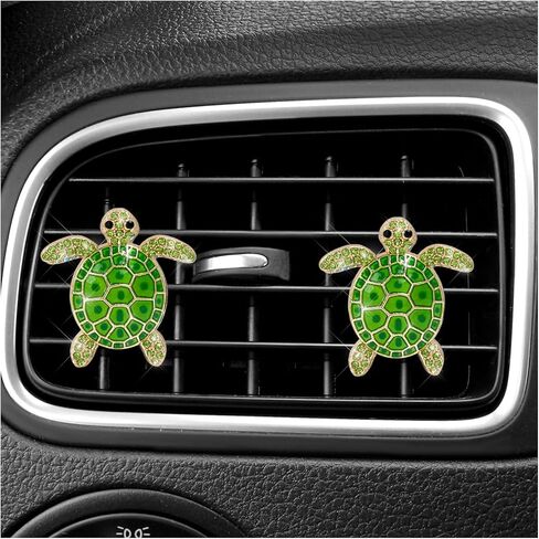 2PCS Sea Turtles Car Decor, Cute Beach Themed Aroma Diffuser Bling Auto Air Vent Clip, Sparkly Rhinestone Tortoise Crystal Air Conditioning Outlet Charm for Most Vehicles (Blue) in Saudi Arabia