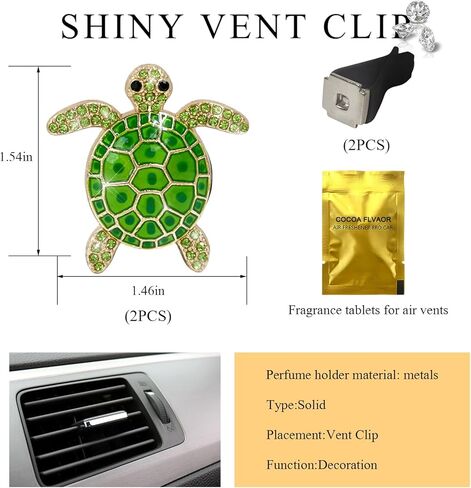 2PCS Sea Turtles Car Decor, Cute Beach Themed Aroma Diffuser Bling Auto Air Vent Clip, Sparkly Rhinestone Tortoise Crystal Air Conditioning Outlet Charm for Most Vehicles (Blue) in Saudi Arabia