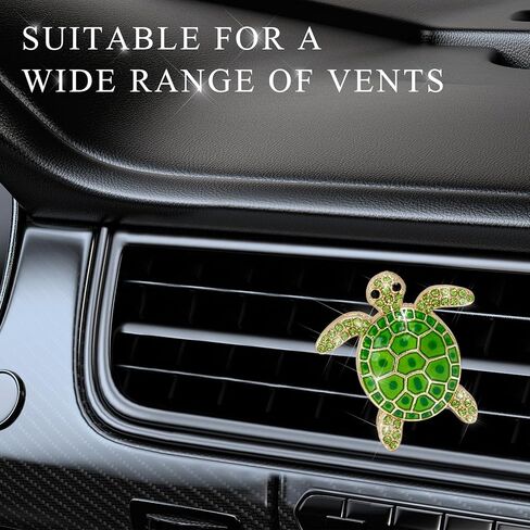 2PCS Sea Turtles Car Decor, Cute Beach Themed Aroma Diffuser Bling Auto Air Vent Clip, Sparkly Rhinestone Tortoise Crystal Air Conditioning Outlet Charm for Most Vehicles (Blue) in Saudi Arabia