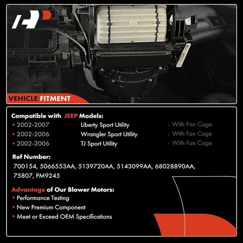 A-Premium Heater Blower Motor with Fan Cage Compatible with 2002 2003 2004 2005 2006 Jeep Liberty, Wrangler in Saudi Arabia