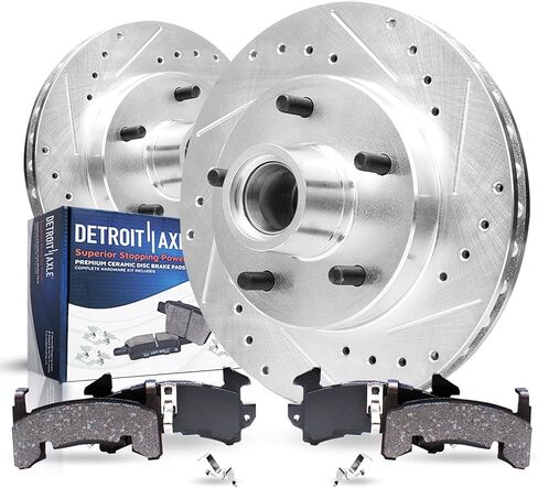 Detroit Axle - Front Brake Kit for 2WD Buick Regal GMC Sonoma Pontiac Firebird Grand Prix Chevy Camaro Malibu Drilled Disc Brake Rotors Ceramic Brakes Pads Replacement: 10.51" inch Front Rotor in Saudi Arabia