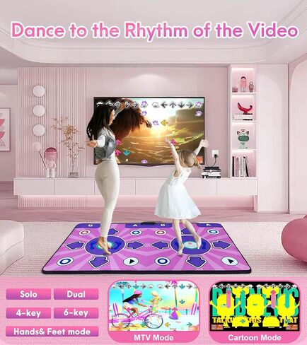 Dance Mats, Double Dance Mat with TV HD Port for Kids and Adults, Non-Slip Wireless Dance Pad with English Manual, Plug and Play, Christmas Birthday Gifts in Saudi Arabia
