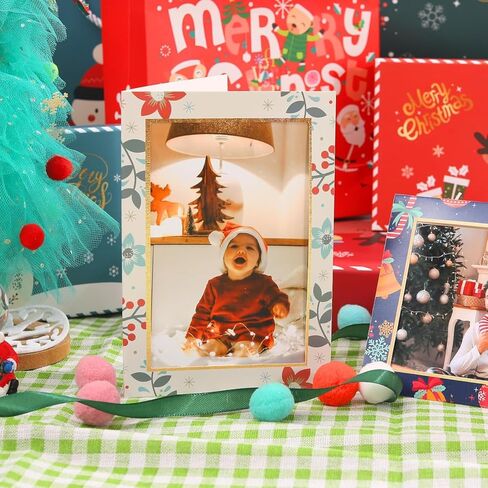 Litpoetic Paper Picture Frames Christmas Photo Frame Cards with Envelopes, Photo Frame Notecards for 4 x 6 Picture Insert (48Pack, 6 Designs) in Saudi Arabia