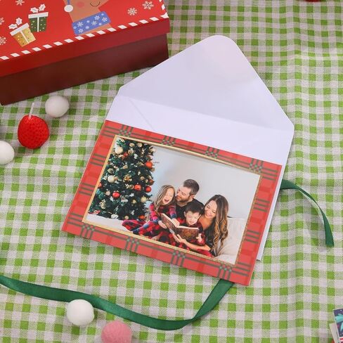 Litpoetic Paper Picture Frames Christmas Photo Frame Cards with Envelopes, Photo Frame Notecards for 4 x 6 Picture Insert (48Pack, 6 Designs) in Saudi Arabia