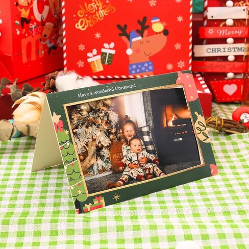 Litpoetic Paper Picture Frames Christmas Photo Frame Cards with Envelopes, Photo Frame Notecards for 4 x 6 Picture Insert (48Pack, 6 Designs) in Saudi Arabia