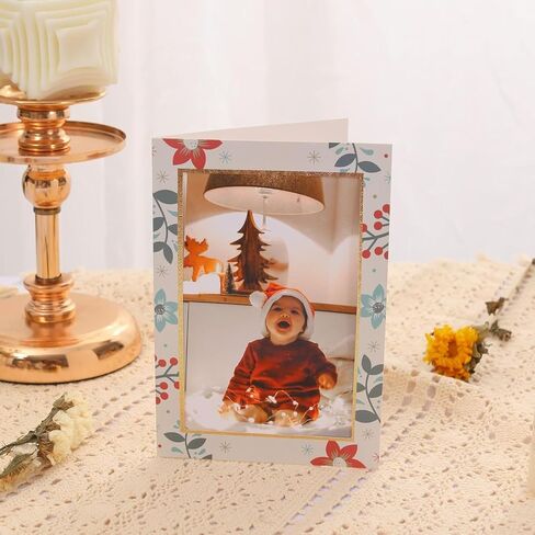 Litpoetic Paper Picture Frames Christmas Photo Frame Cards with Envelopes, Photo Frame Notecards for 4 x 6 Picture Insert (48Pack, 6 Designs) in Saudi Arabia
