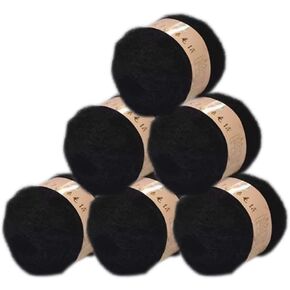 6 كرات أنجورا موهير صوف صوف ناعم بالإصبع بيبي موهير كشمير خيوط كروشيه يدوية للحياكة DIY وشاح سترة خيط 300 جم (أسود) in Kuwait