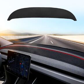 حصيرة غطاء لوحة القيادة متوافقة مع طراز Tesla Model Y Juniper 2025 2026، ملحقات حصيرة لوحة القيادة المصنوعة من الجلد السويدي بدون وهج لطراز Tesla الجديد Y Juniper (أسود) in Kuwait