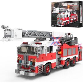 Light-Up Ladder Fire Truck Building Set – 720PCS STEM Toys for Kids & Adults, City Firetruck Building Bricks with Flashing Lights, Ideas Creative Gift for Birthday Christmas Compatible Building Bricks in Saudi Arabia