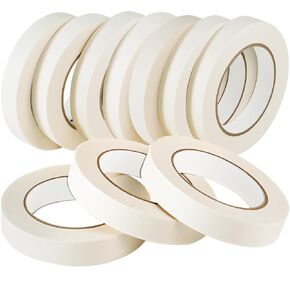 شريط لاصق، مجموعة شريط طلاء لاصق، أشرطة رسامين بيضاء بيج، أشرطة إخفاء للأغراض العامة للرسم، وضع العلامات، الحرف اليدوية، المدرسة، المنزل، 0.75 بوصة × 55 ياردة × 10 لفات (إجمالي 550 ياردة) in Kuwait
