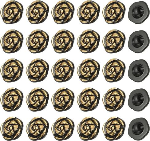 PATIKIL 60Pcs Rose Flower Buttons, 13mm 1/2" Acrylic Cute Buttons for Clothes Decorative Sewing Accessories for DIY Crafts Shirts Blouse Sweaters, Rose/Gold in Saudi Arabia