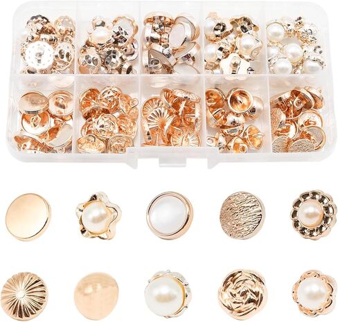 Lilaly 100 Pcs Assorted Pearl Buttons for Clothes, Button Covers for Women Blouses(Style 1) in Saudi Arabia