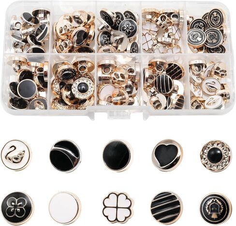 Lilaly 100 Pcs Assorted Pearl Buttons for Clothes, Button Covers for Women Blouses(Style 1) in Saudi Arabia