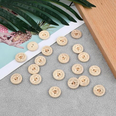 50Pcs 20mm 2-Hole Handmade Round Wooden Buttons, for Sewing/Knitting DIY in Saudi Arabia