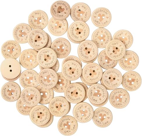 50Pcs 20mm 2-Hole Handmade Round Wooden Buttons, for Sewing/Knitting DIY in Saudi Arabia