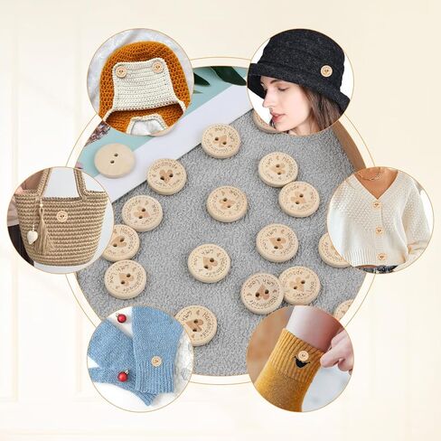 50Pcs 20mm 2-Hole Handmade Round Wooden Buttons, for Sewing/Knitting DIY in Saudi Arabia
