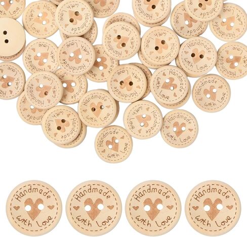 50Pcs 20mm 2-Hole Handmade Round Wooden Buttons, for Sewing/Knitting DIY in Saudi Arabia