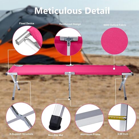 Outvita Folding Camping Cot, Sleeping Bed with Carry Bag, Lightweight Portable Cots for Travel, Fishing, Hiking and Outdoor Activities in Saudi Arabia