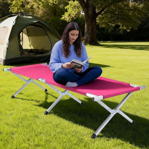 Outvita Folding Camping Cot, Sleeping Bed with Carry Bag, Lightweight Portable Cots for Travel, Fishing, Hiking and Outdoor Activities in Saudi Arabia